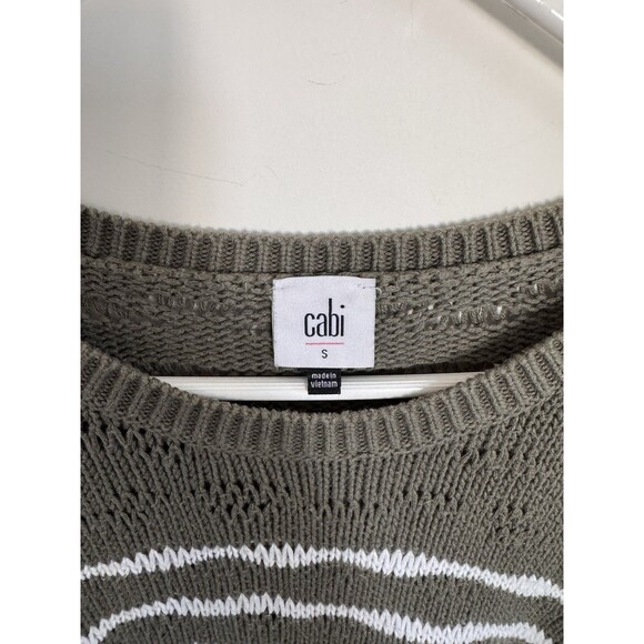 Cabi Scout Pullover Sweater Olive Green And White Small - Picture 2 of 5